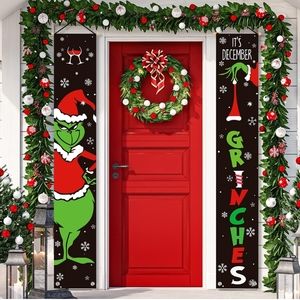 Hanging Banners Christmas Door Sign Banner Decor for Home Indoor Outdoor